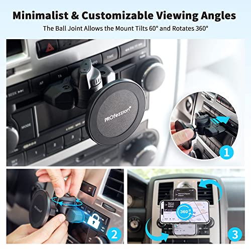 PROfezzion Car CD Slot Magnetic Phone Mount Holder for MagSafe iPhones - style: Car CD Slot or Vent