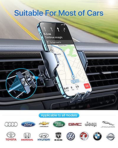 andobil 2026 Upgraded Car Phone Holder Mount for Vent, Military Sturdy Metal Clip Air Vent Phone Holder for Your Car Easy Used Cell Phone Car Mount for iPhone 17 Pro Max 15 14 13 Samsung S26 S25 - color: Black