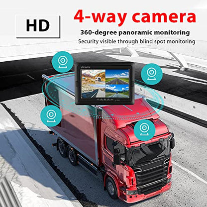 Hikity 7'' Vehicle Backup Camera Monitor Only Quad Split LCD Display Screen - size: 7 Inch+Car Charger