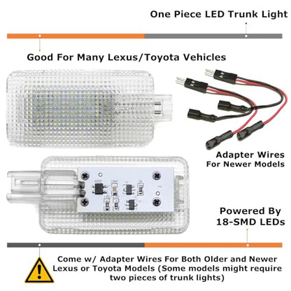 iJDMTOY Super Bright 2W High Power Xenon White Full LED Trunk Cargo Area Light Assembly Compatible With Lexus, Compatible With Toyota, Powered by 20-SMD LED Diodes - style: White