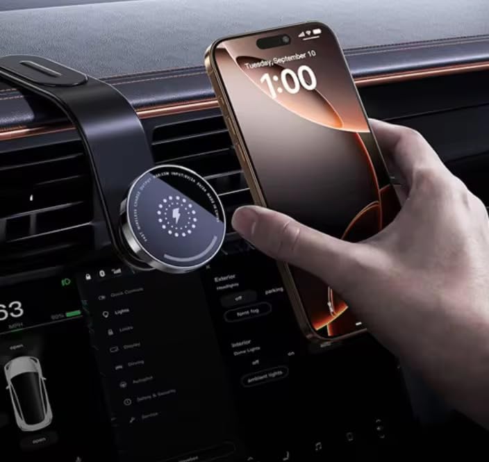 15W MagSafe Car Charger Mount - Magnetic Wireless Dashboard Phone Holder with 360° Adjustable Arm for iPhone 17-16-15-14-13-12- Pro Max
