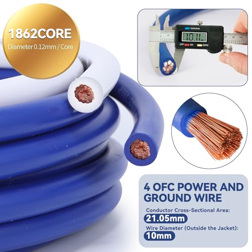 4 Gauge OFC Amp Kit Car Audio Amplifier Wiring Install Kit for Car, Truck - size: 4 Gauge OFC