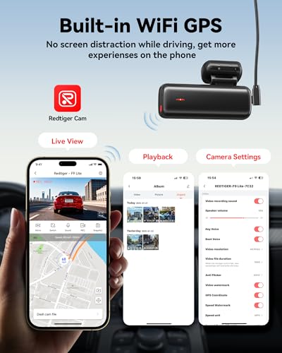 REDTIGER F9Lite Dash Cam 4K Front, ADAS, WiFi APP Control, Hidden Design - size: F9 Lite Single Front - No Card