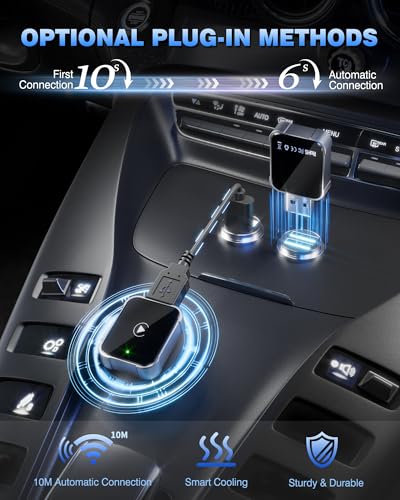 Wireless CarPlay Adapter for iPhone, 2025 Upgrade Wired Carplay to Wireless, Low Latency, Long-Term Stability, Plug & Play, Mini Apple CarPlay Dongle, USB A/C, Works with 1000+ Car Models, Black
