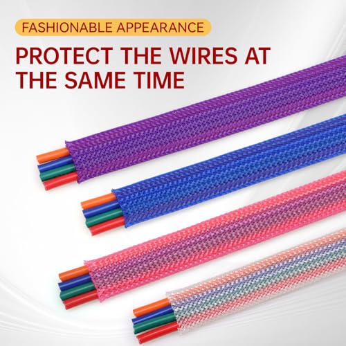 Braided Cable Management Sleeve, 16.4ft Flexible Wear-Resistant Cable Sleeve, Expandable Wire Management for Home, Office, Industry & Automobile (Clear, 1/2") - color: Clear, size: 1/2"