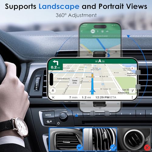 Phone Mount Holder for Car Vent 2023 Upgraded Aluminum Gravity Car Phone Holder Mount with Anti Overload Metal Hook Clip Hands Free Cell Phone Holder for iPhone 15 Pro Max 14 13 Large Phones - style: Phone Mount Holder for Car Vent