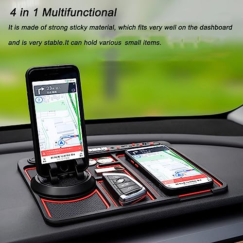Tumecos Car Dashboard Anti-Slip Mat with 360° Rotation Phone Holder & Storage Tray, Universal Non-Slip Car Dashboard Pad for Cell Phones, Keys, Sunglasses, Compatible with Most Vehicles & Smartphones - style: Style C