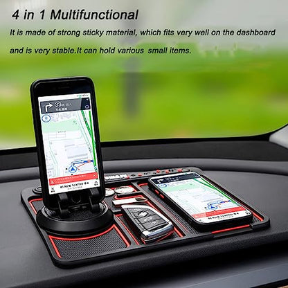 Tumecos Car Dashboard Anti-Slip Mat with 360° Rotation Phone Holder & Storage Tray, Universal Non-Slip Car Dashboard Pad for Cell Phones, Keys, Sunglasses, Compatible with Most Vehicles & Smartphones - style: Style C