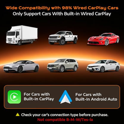4-in-1 Wireless CarPlay Adapter with Screen Mirroring, Plug & Play No App