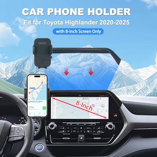 Car Phone Holder Fit for 2020-2025 Toyota Highlander Accessories Phone Mount 8-inch Screen Fixed Clip, Cell Phone Automobile Cradles Hands-Free 360 Degree Rotation Not Affect Air Vent - size: 2020-2025 Toyota Highlander