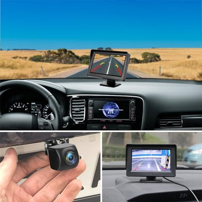 License Plate Backup Camera with 5in Monitor, 170 Degree Wide Angle DIY Grid Lines Waterproof Reverse Rear View Camera Systems for Truck Car Trailer SUV - size: 5''+License plate camera