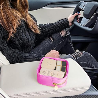 FFaw Small Clear Makeup Bag, Nylon Mini Cosmetic Bag Small Makeup Pouch for Purse TSA Approved Travel Toiletry Bags with Zipper Cute Makeup Case Organizer Car Bag for Women Girls (Rose Mini) - color: Rose Mini