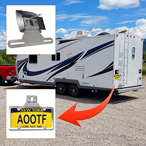 Aootf Trailer License Plate Bracket, Aluminum Holder & Chrome Frame - color: Silver