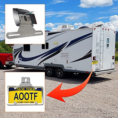 Aootf Trailer License Plate Bracket, Aluminum Holder & Chrome Frame - color: Silver