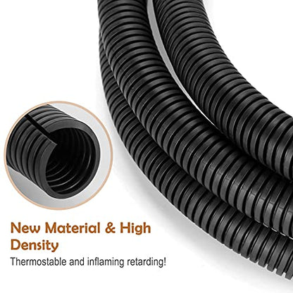 ZhiYo 20FT 3/8" Wire Loom Split Tubing Auto Wire Conduit, Black - color: Black, size: 20FT 3/8"
