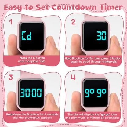 BEN NEVIS Potty Training Watch, Digital Toddler Watch with Countdown/Music/Alarm Clocks/Vibration Reminder and Waterproof, Remind Toddler to Go to The Toilet - color: 24-Pink