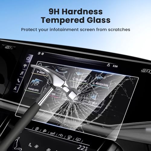 Canvcle 2PCS Screen Protector for 2019-2025 2026 Audi Q7 Q8 10.1 Inch Upper and 8.6 Inch Lower Touch Screen, Tempered Glass Navigation Display Screen Cover Infotainment Protective Film - size: 2019-Present Audi Q7 Q8 10.1 Inch + 8.6 Inch
