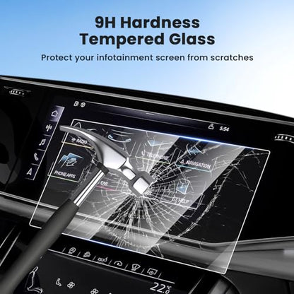 Canvcle 2PCS Screen Protector for 2019-2025 2026 Audi Q7 Q8 10.1 Inch Upper and 8.6 Inch Lower Touch Screen, Tempered Glass Navigation Display Screen Cover Infotainment Protective Film - size: 2019-Present Audi Q7 Q8 10.1 Inch + 8.6 Inch