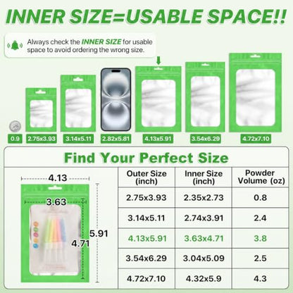 ANZNKU 100Pcs Green Mylar Bags, Resealable Smell Proof Small Zip Goodie Bag - color: Lime Green, size: 4.13x5.91 inches