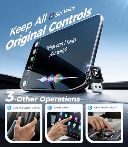 JDG Wireless CarPlay Adapter, Converts Wired CarPlay to Wireless, for Cars with Built-in Wired Apple Carplay, Super Mini USB Design Car Play Adapter for iPhone, (Black)