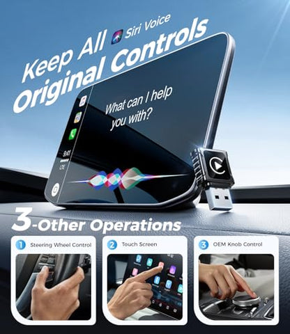 JDG Wireless CarPlay Adapter, Converts Wired CarPlay to Wireless, for Cars with Built-in Wired Apple Carplay, Super Mini USB Design Car Play Adapter for iPhone, (Black)