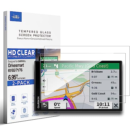 [2-PACK] Tempered Glass Screen Protector for Garmin DriveSmart 61 65 71 76 6.95"/7" Touchscreen Anti Scratch (HD Clear) - color: Drivesmart 61/65/71/76 - 6.95" - HD Clear