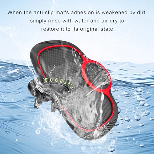 Multifunction Car Anti-Slip Mat, Rotatable Auto Phone Holder Anti Skid Pad with Temporary Parking Number, Universal Extra Large Dashboard Pad for Keys Coins Electronic Devices