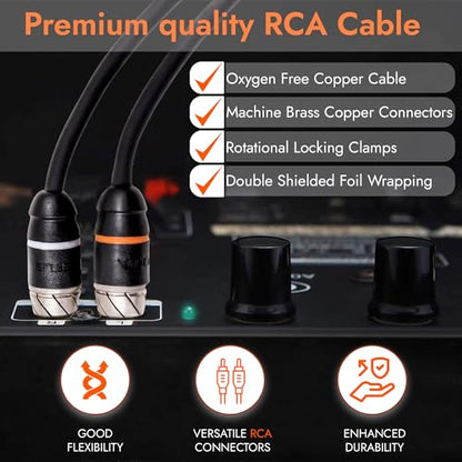 Elite Audio Premium Series 3ft. 2-Channel Car Audio RCA Cable – Double Shielded, Oxygen Free Copper, Noise Reducing Audio Cable for Amplifiers, Subwoofers, Speakers, and Processors – PRM3 - size: 3' (ft), style: 2-Channel
