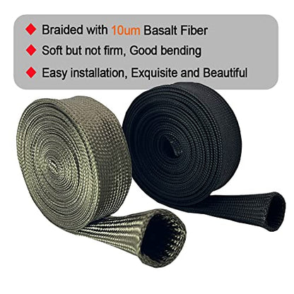 Spark Plug Wire Heat Shield Heat Hose 1/2" IDX10' basalt fiber Wrap Heat Sleeve Adjustable Fuel Line Heat Shield for Car&Auto Wire Loom Protection (Titanium) - color: Titanium, size: 1/2" IDX10'