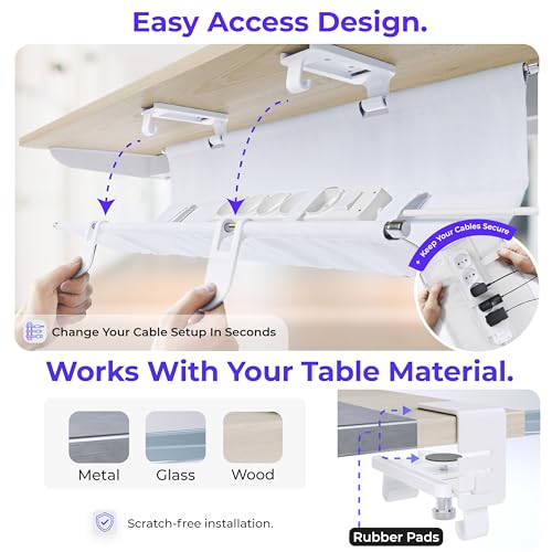 Ascrono Original Under Desk Cable Management Tray, White, 40.6" - color: White, size: Large (40.6 in)