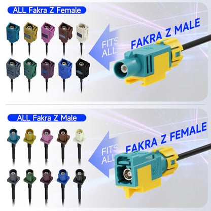 Eightwood Waterproof Fakra Z Female to Male Extension Cable 16.4ft - size: 16.4ft/500cm