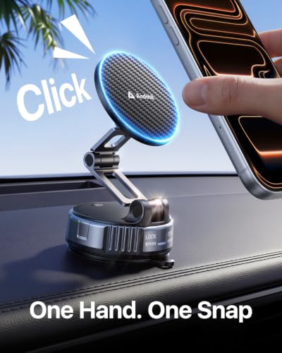 andobil 2026 Upgraded for Magsafe Car Mount [3-Axis Adjustable, 108LBS+ Strongest Scution] Vacuum Magnetic Phone Holders for Your Car, Rotatable Car Phone Holder Mount for iPhone 17 Pro Max 16 15 14