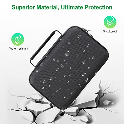 BOVKE Hard Carrying GPS Case for 10-inch Garmin Dezl OTR1000 / OTR1010 / RV 1090 GPS Navigator System, Mesh Pocket for Car Charger, USB Cables, Black