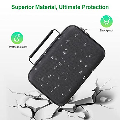 BOVKE Hard Carrying GPS Case for 10-inch Garmin Dezl OTR1000 / OTR1010 / RV 1090 GPS Navigator System, Mesh Pocket for Car Charger, USB Cables, Black