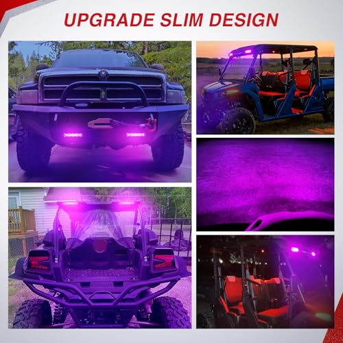 Nilight Slim LED Light Bar 2 PCS Purple 7 Inch Single Row 16LEDs - color: Purple 7Inch 16LED 2Pcs