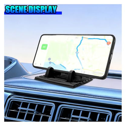 2PCS Car Phone Holder, Anti-Slip Silicone Dashboard Cellphone Mat, Waterproof Vehicle GPS Device Mount Pad, Universal Compact Auto Interior Mobile Phone Holders (Black) - color: Black