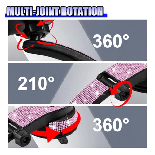 YoRise Bling Car Phone Holder, Rhinestone 360° Rotatable Auto Smartphone Stand with Adjustable Arm & Suction Cup Base, Vehicle Cellphone Bracket for Most Cars Windshield & Dashboard (Pink) - color: Pink