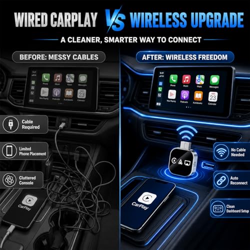 Wireless Carplay Adapter for Apple Screen for iPhone and Car Play Bluetooth to Android Auto Inalámbrico Adaptador Box Accessories Mirroring USB Watch Movies Double Portable