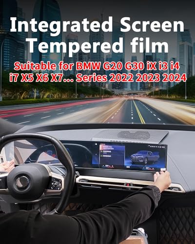 Tempered Glass Screen Protector Film Compatible With BMW 3/4/5/7 Series G60 G30 G20 G22 X3 X5 X6 X7 iX i3 i4 i7 M3 M4 14.9"+12.3" Screen, Digital Instrument Cluster Screen GPS Touch Screen (Not for X1 iX1)