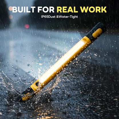 Underhood Work Light, 3000 Lumens COB with 360° Rotating Head, Magnetic Light Bar, 5000mAh Battery, IP54 Waterproof Portable Under Hood Mechanic Light (Yellow) - color: Yellow