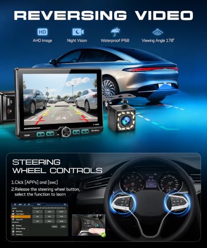 7 Inch Single Din Car Stereo with Wired/Wireless CarPlay Android Auto