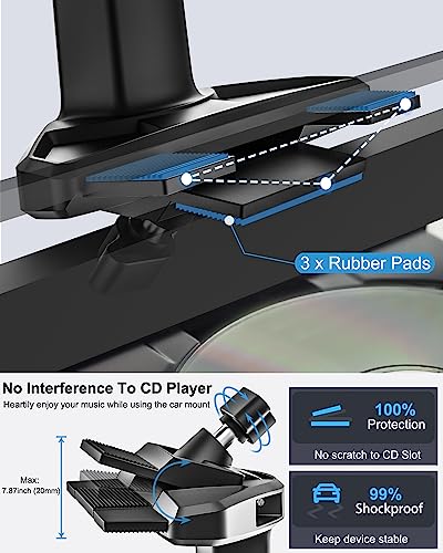 CD Phone Holder for Car - Height Adjustable Car Phone Holder CD Slot, Ultra Sturdy CD Player Cell Phone Holders for Your Car for iPhone 17 Pro Max 16 15 14 13 12 Air Plus, S25, 4-7" Smartphones