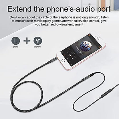 MOSWAG 16.4FT 3.5mm Male to Female Extension Cable with Microphone Stereo - color: Black, size: 16.4 ft
