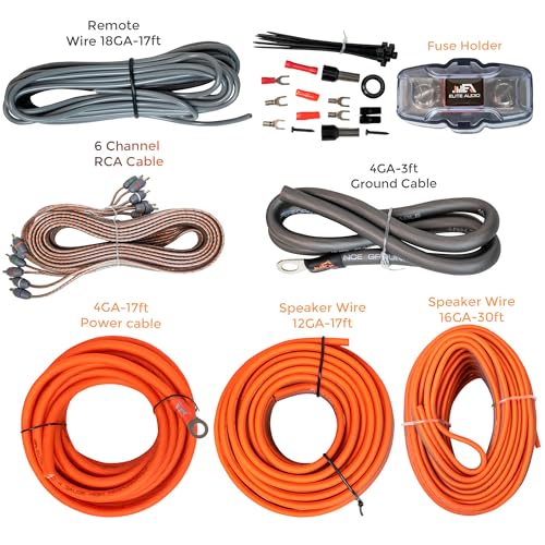 Elite Audio 4 Gauge 5-Channel Amplifier Wiring Kit, 2000W CCA Amp Install Kit – EA-PRMK4-5CH - size: 4 Gauge (5-Channel)