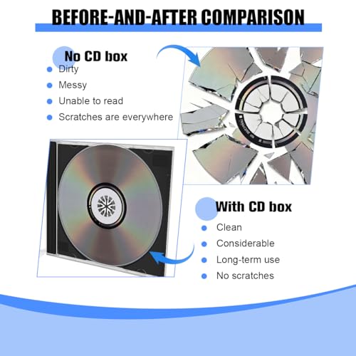 6PCS Car CD Jewel Case, Clear Vehicle CD Storage Box with Assembled Removable Tray, Automotive DVD Disc Cover Protection Replacement Accessories, Universal for SUV Truck Sedan (Black) - color: Black