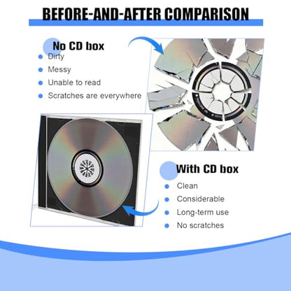 6PCS Car CD Jewel Case, Clear Vehicle CD Storage Box with Assembled Removable Tray, Automotive DVD Disc Cover Protection Replacement Accessories, Universal for SUV Truck Sedan (Black) - color: Black