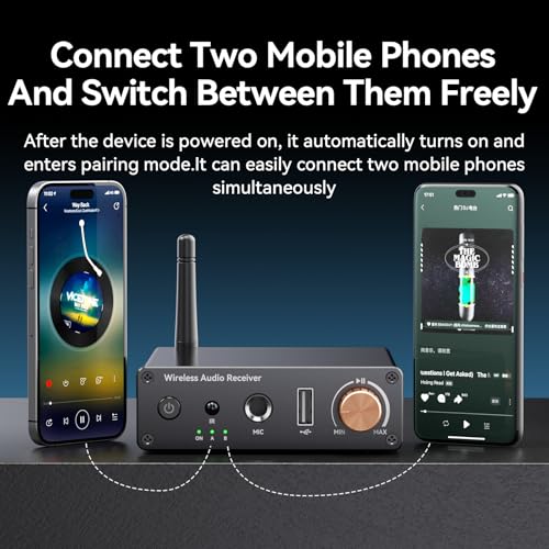 Bluetooth 6.0 Receiver, Bluetooth Audio Adapter with 3.5mm AUX RCA Cable, Wireless Audio Receive Old Stereo/Home Speakers/Wired Headphones/Home Audio Music Streaming Stereo System - color: Black
