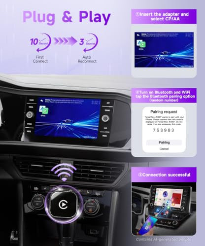 2 in 1 Mini Wireless Car Play Adapter with Apple CarPlay Adapter