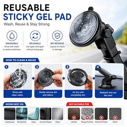 Wireless City Car Phone Holder, Ultra Stable, Big Phones & Thick Case Friendly, Adjustable Long Arm Cell Phone Holder for Car Dashboard Windshield Car Mount