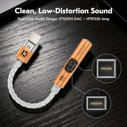 USB C to 3.5mm Audio Adapter with DAC for iPhone, Samsung & iPad - color: Orange